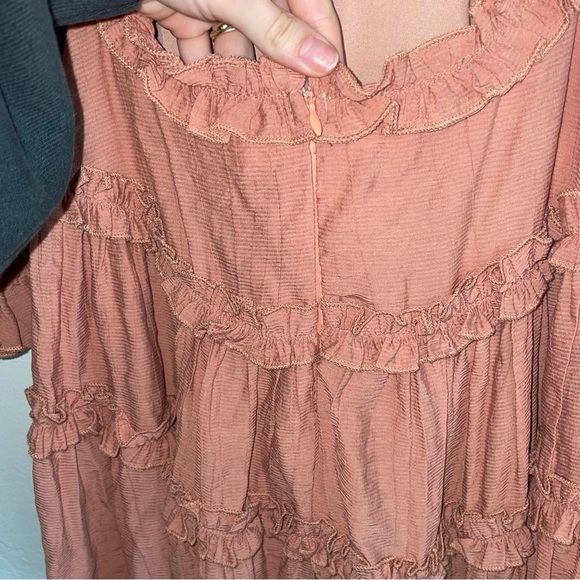 Saints + Secrets Selfie Leslie Laney Long Sleeve V-Neck Ruffle Mini Dress - Picture 8 of 11